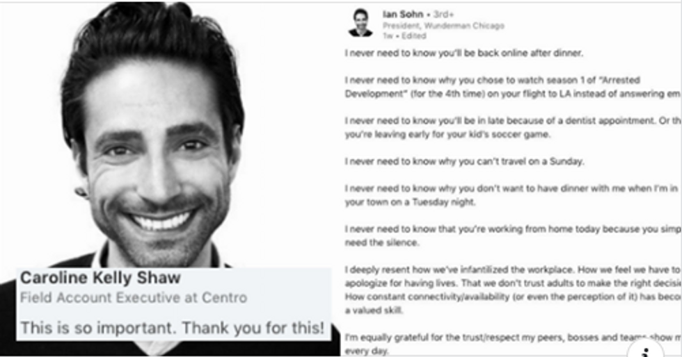 Single dad's viral post to his employees demands they have a social life. Boss of the year.