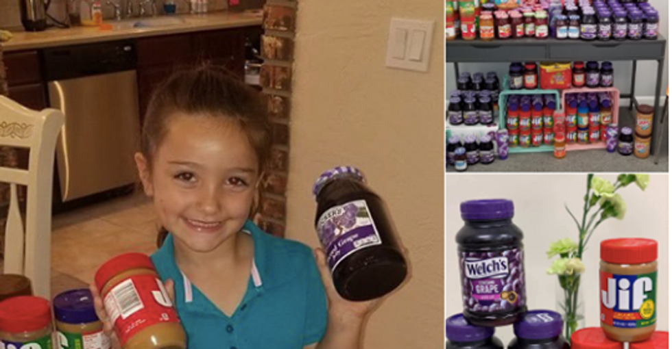 A Florida 1st grader is collecting PB&J jars to make sure her classmates have enough to eat.