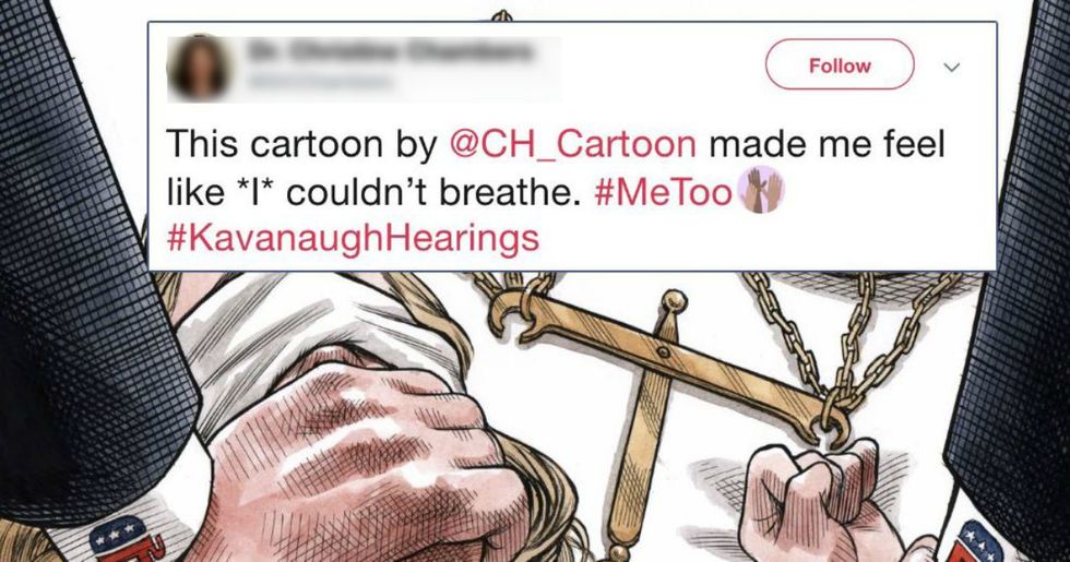 Disturbing editorial cartoon on Kavanaugh goes viral while generating mixed responses.
