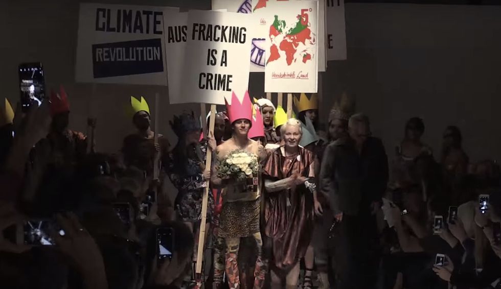 Vivienne Westwood Staged an Anti-Fracking, Anti-Austerity Protest at Her Own Fashion Show