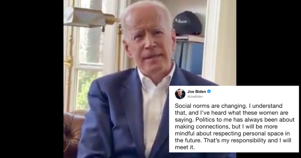 Joe Biden promises to be ‘more respectful’ of women’s personal space in a new video.