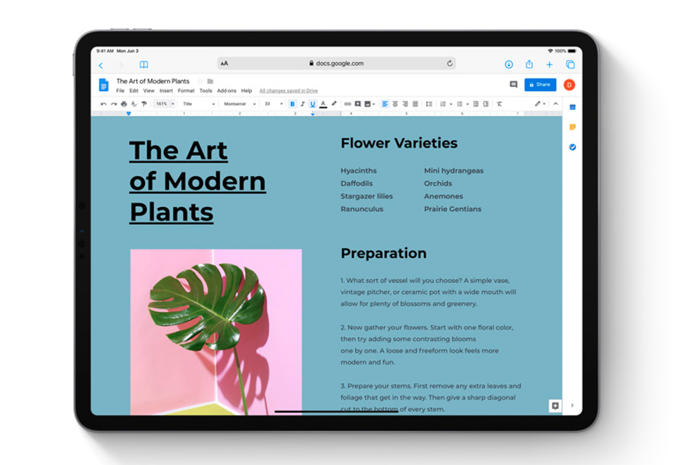 Photo of the iPad Pro running iPadOS