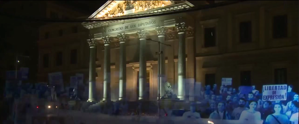 Over 18,000 “People” Join the World’s First Hologram Protest in Spain