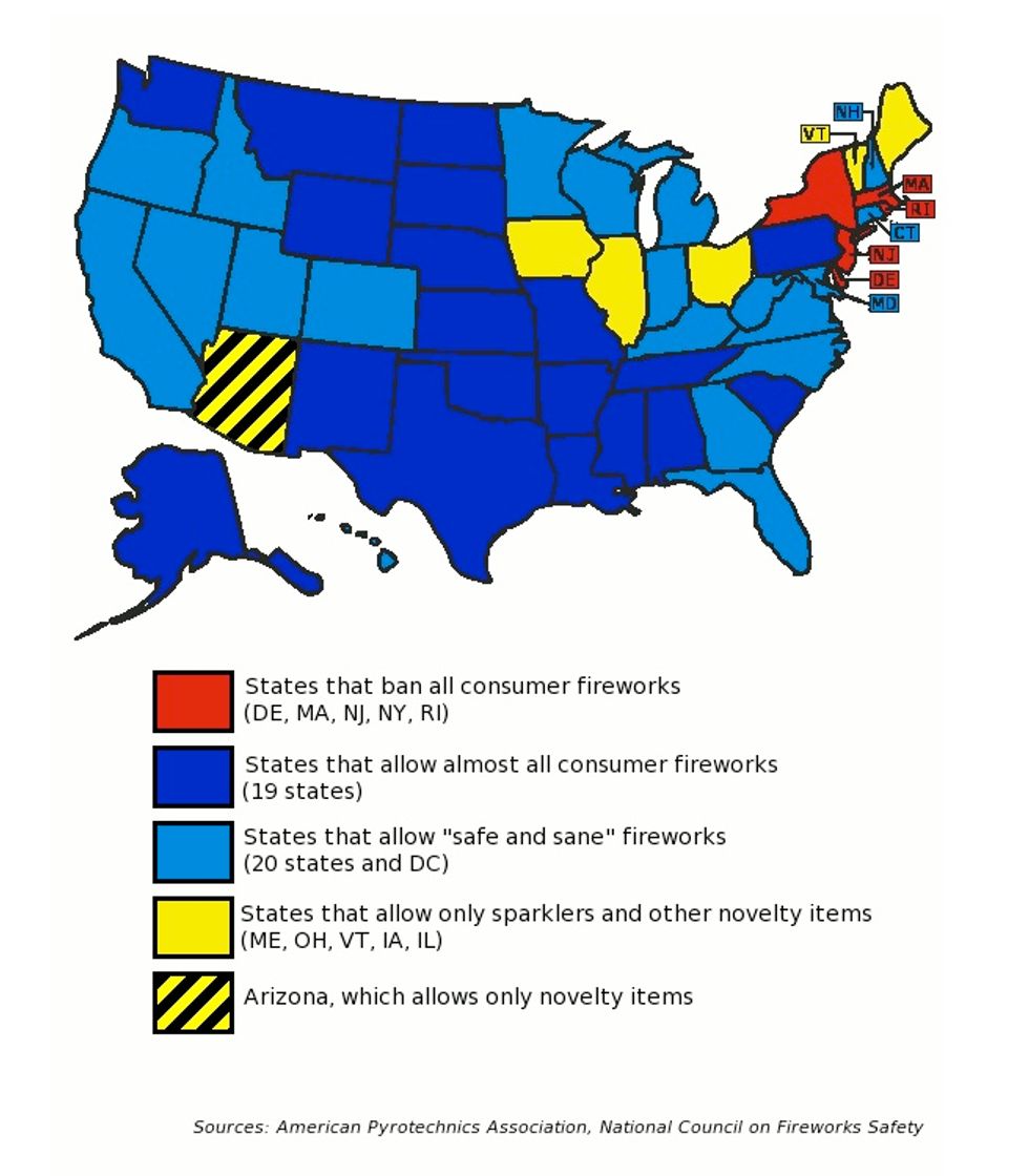 legal fireworks laws by state map Where Fireworks Are Legal Good legal fireworks laws by state map