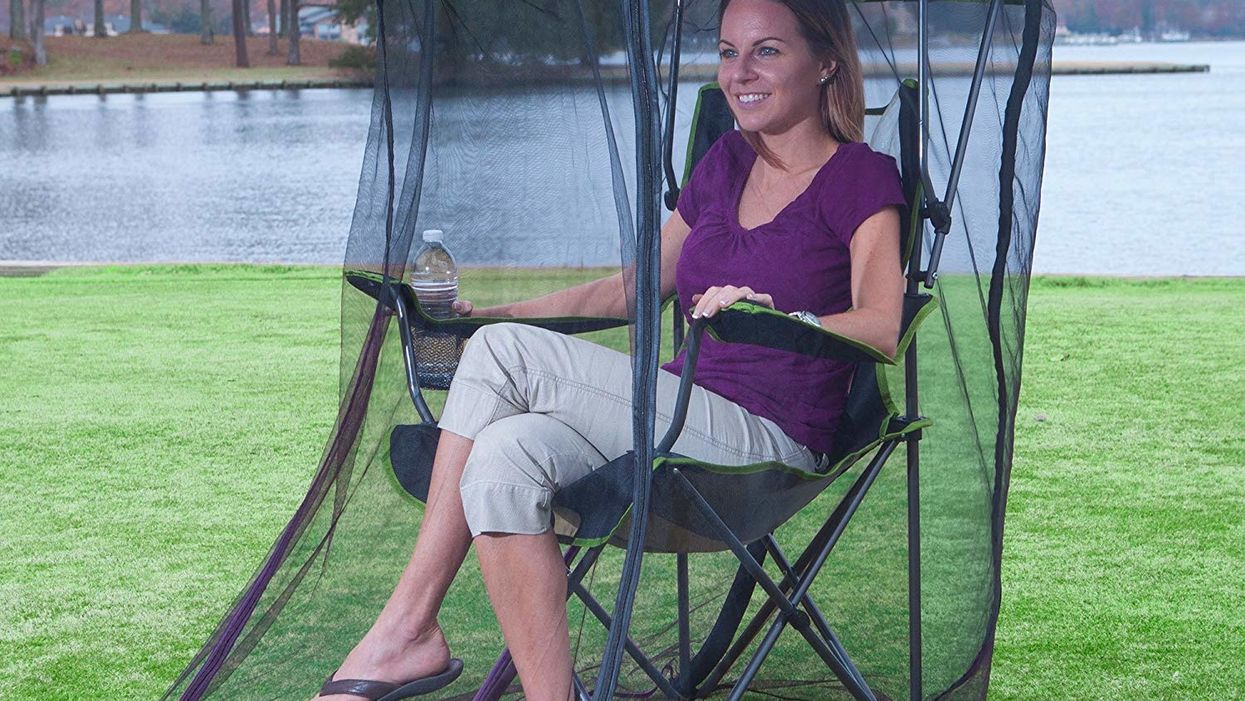 This canopy chair has a full-body bug net so bug bites can be a thing of the past