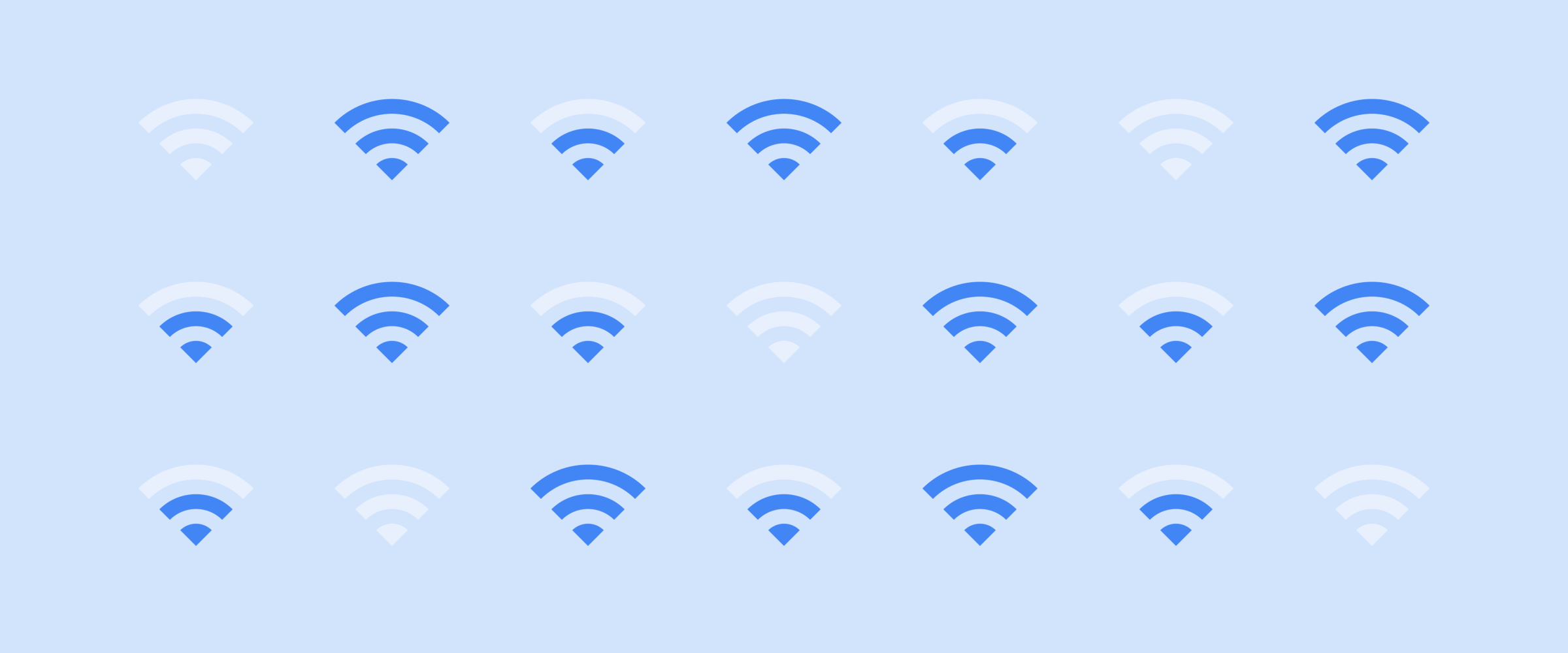 A gif of Wi-Fi signals shifting from weak to strong