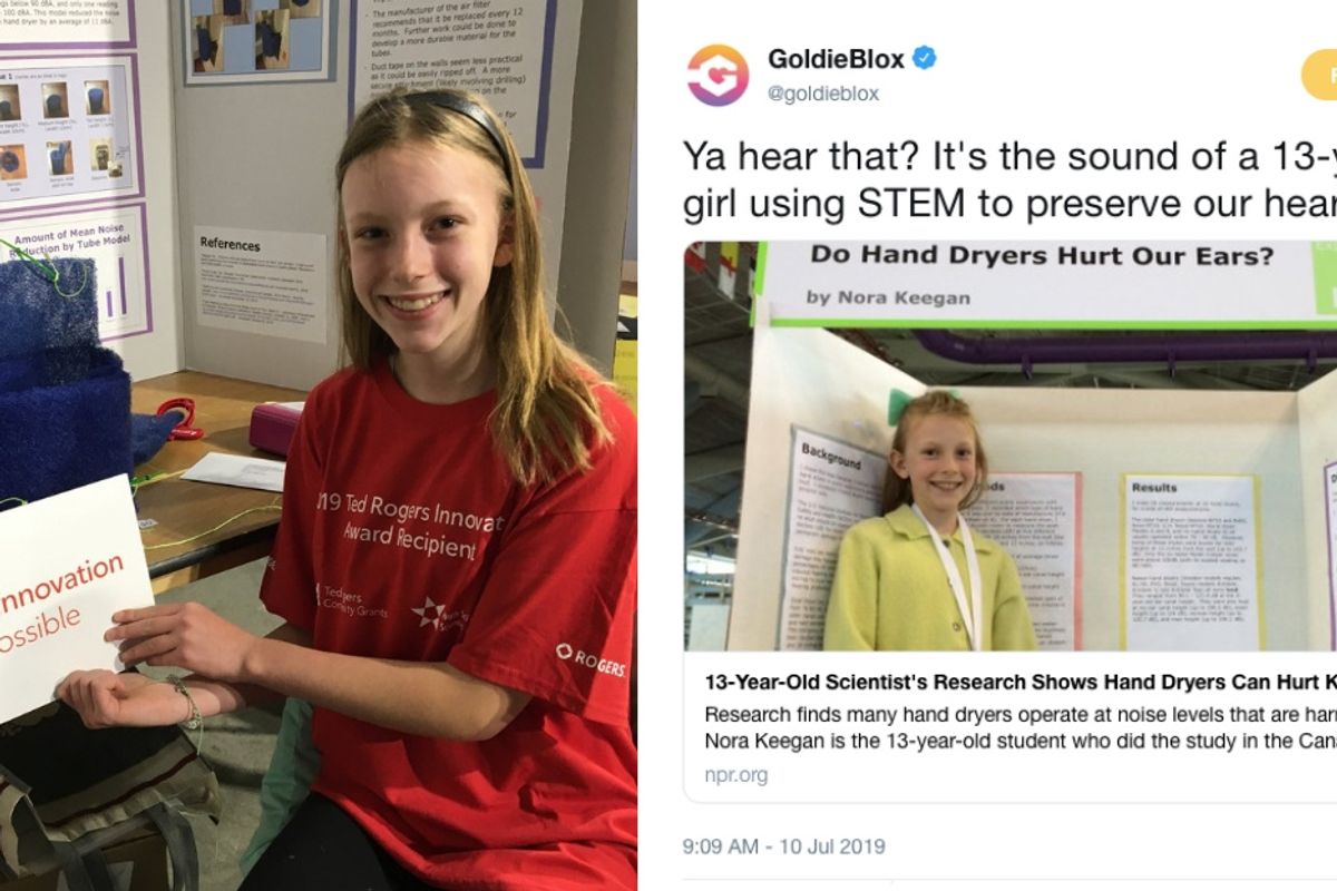 13-year-old publishes scientific paper showing hand dryers can damage kids' hearing.