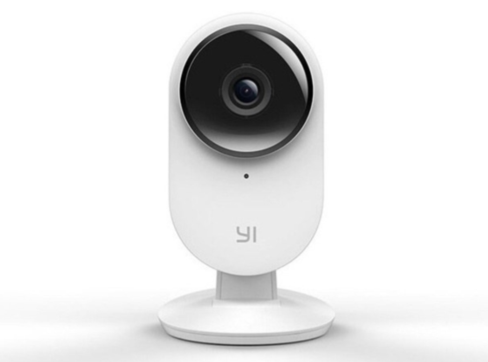 A photo of a standing Yi home security camera