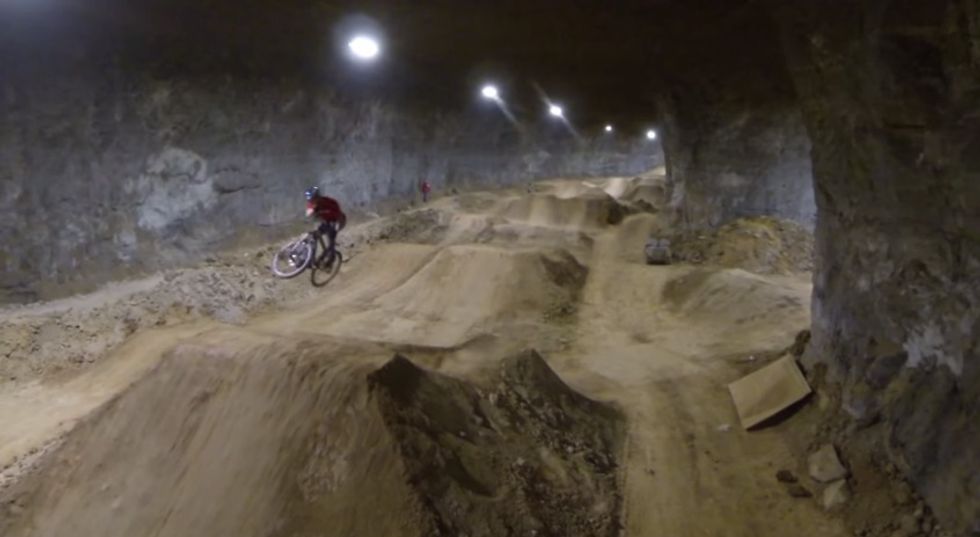 This Abandoned Limestone Mine is Now the World’s Largest Indoor Bike Park