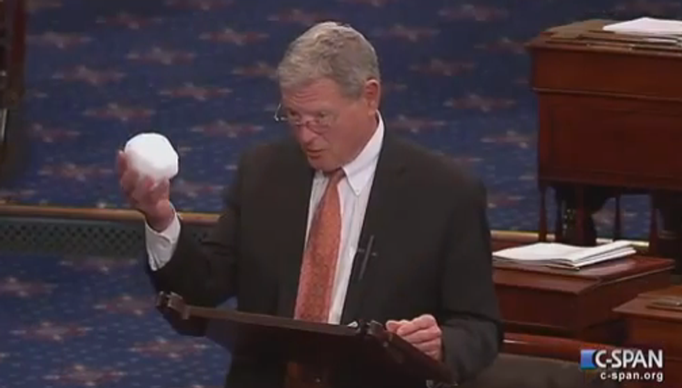 Senator James Inhofe Thinks a Snowball Disproves Climate Change