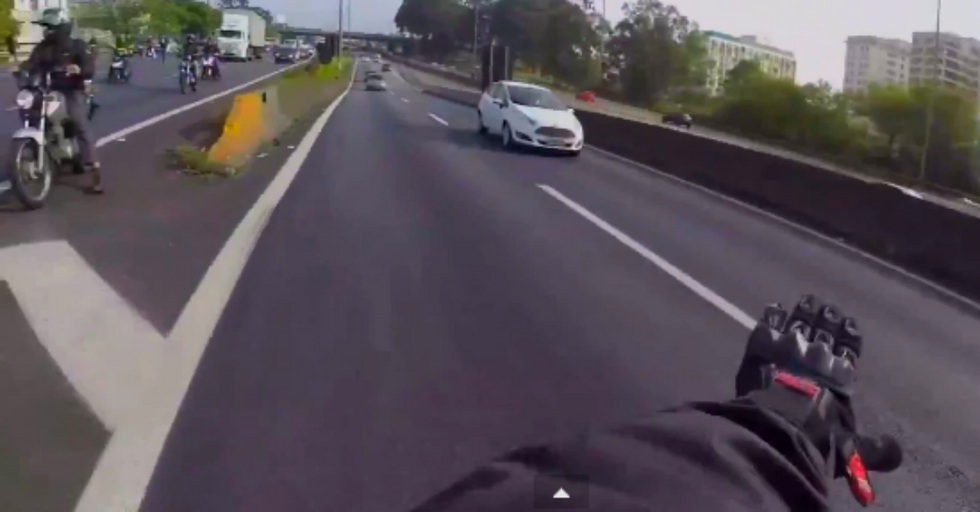 Bikers Go to Extreme Lengths Saving Dog on Busy Freeway