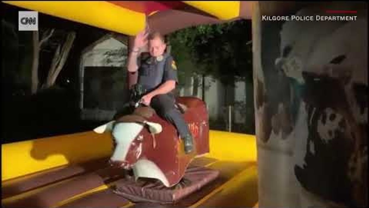 Texas police officer rides mechanical bull at house party while responding to noise complaint