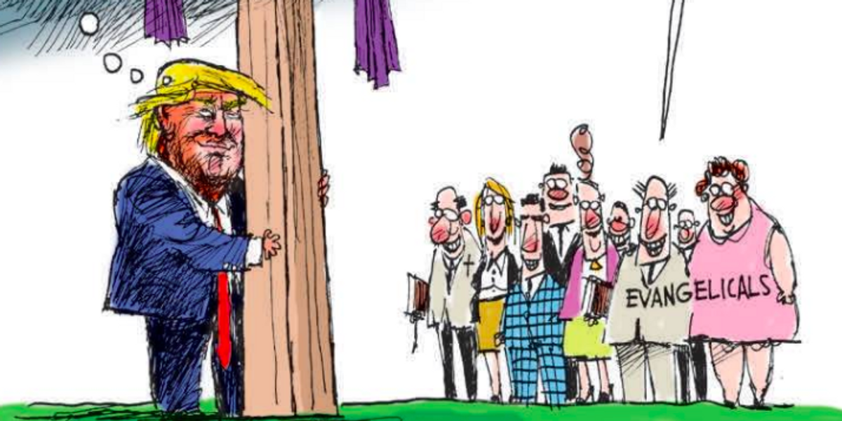 Political Cartoon Perfectly Satirizes Trump’s Takeover Of The Religious ...