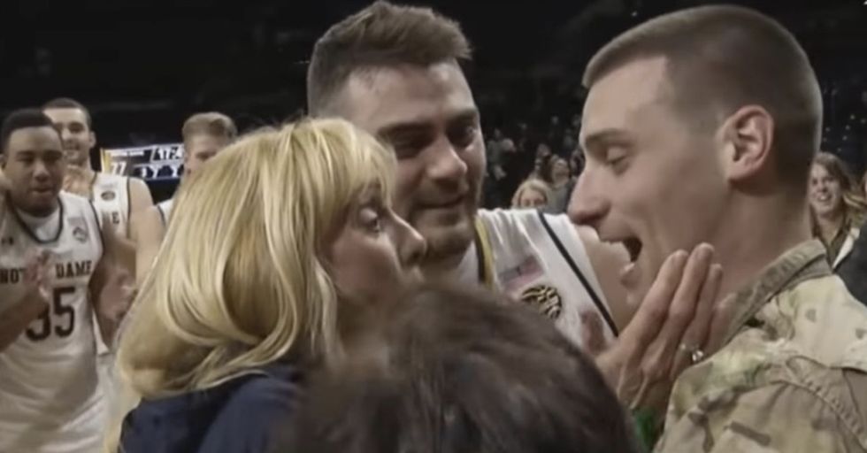 College Basketball Player Gets A Post-Game Jumbotron Message And Surprise Reunion With His ‘Deployed’ Brother