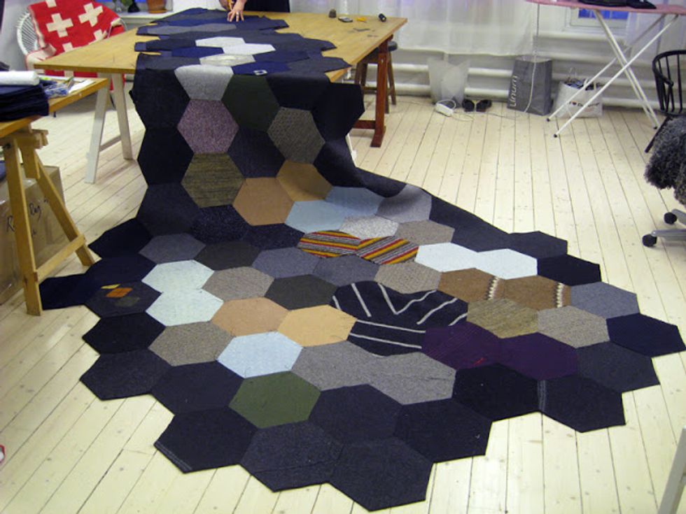 Thrift Store CastOffs Transformed Into Amazing Geometric Rugs GOOD