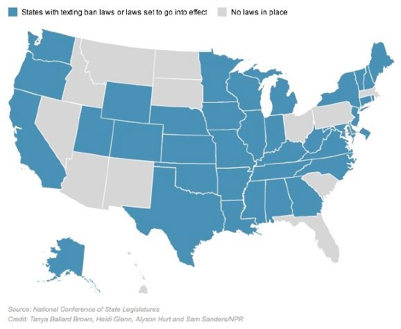 Texting, Driving, And Where It's Illegal To Do Both At Once - GOOD