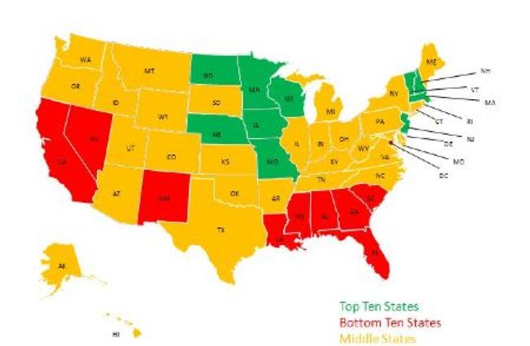 Department Of Education Map Who's On Top? Color-Coded Maps Rank States' Education Performance - Good