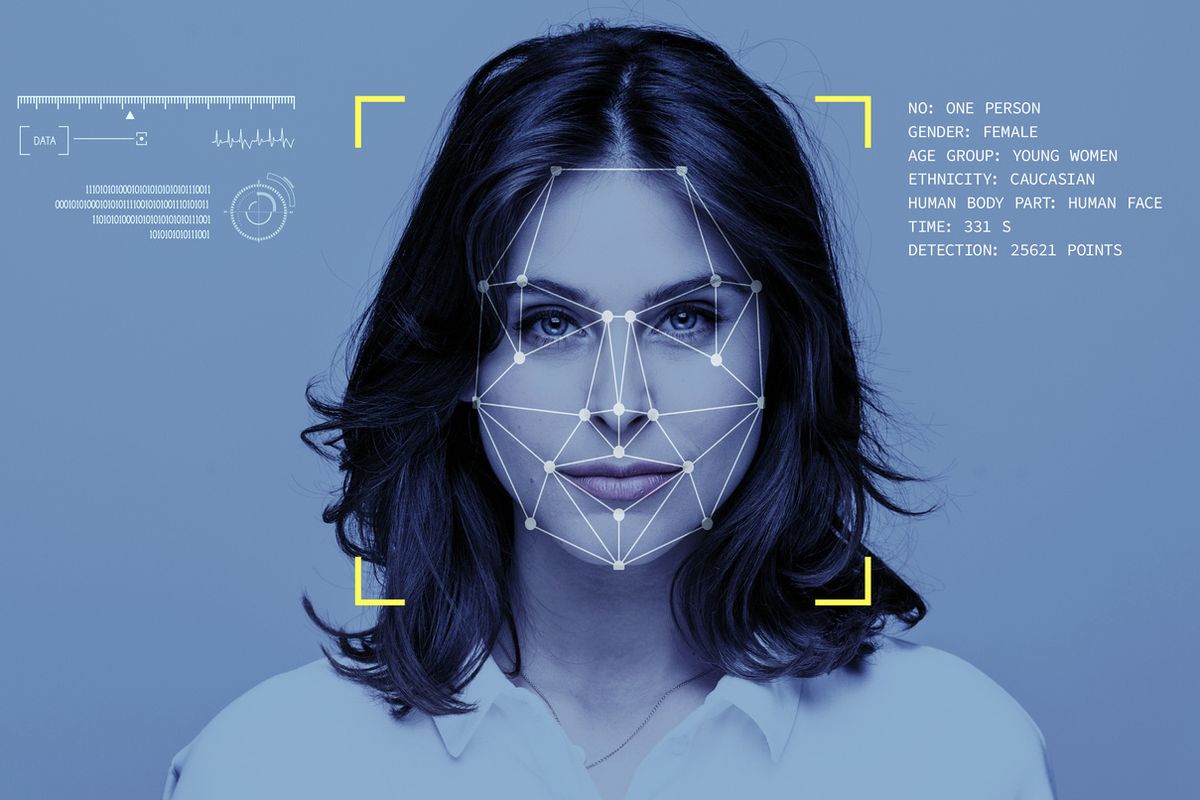 Stock image of facial recognition technology