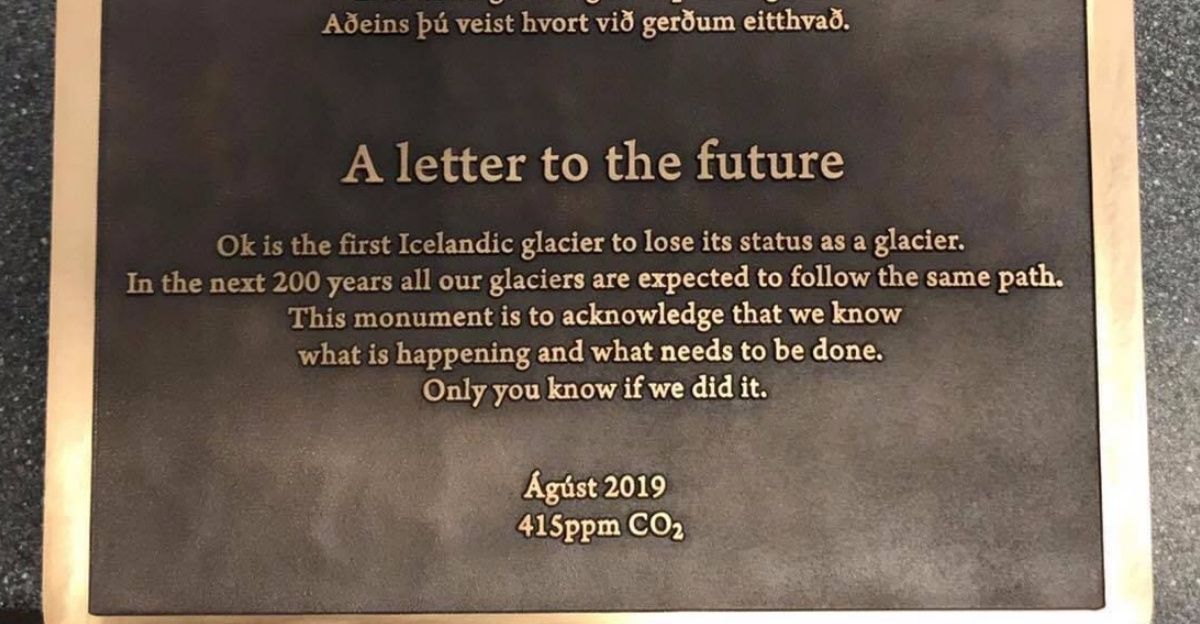 A plaque addressed 'to the future' marks Iceland's first glacier lost to the climate crisis