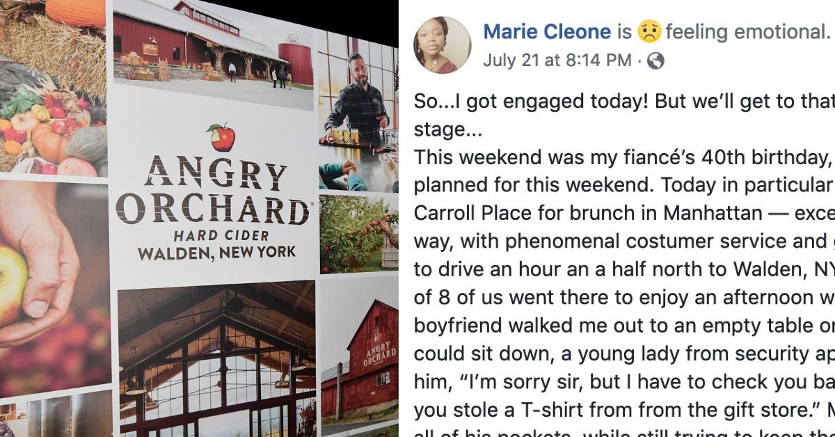 Security At Angry Orchard Decided To Racially Profile A Black Man While He Was Proposing To His Girlfriend