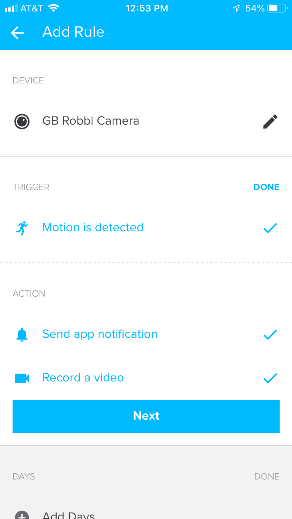 Picture of momentum app "add a rule" screen