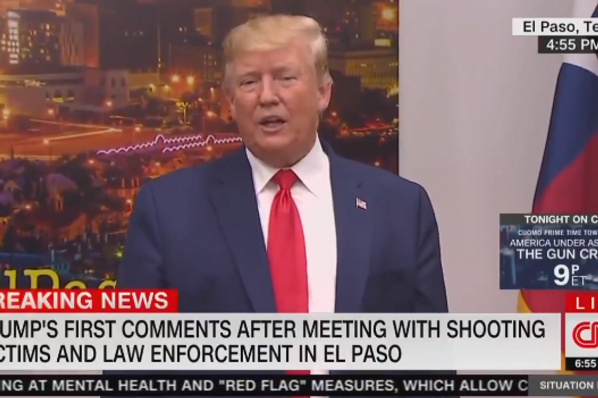 Trump In Dayton And El Paso Comforts And Consoles ... Himself
