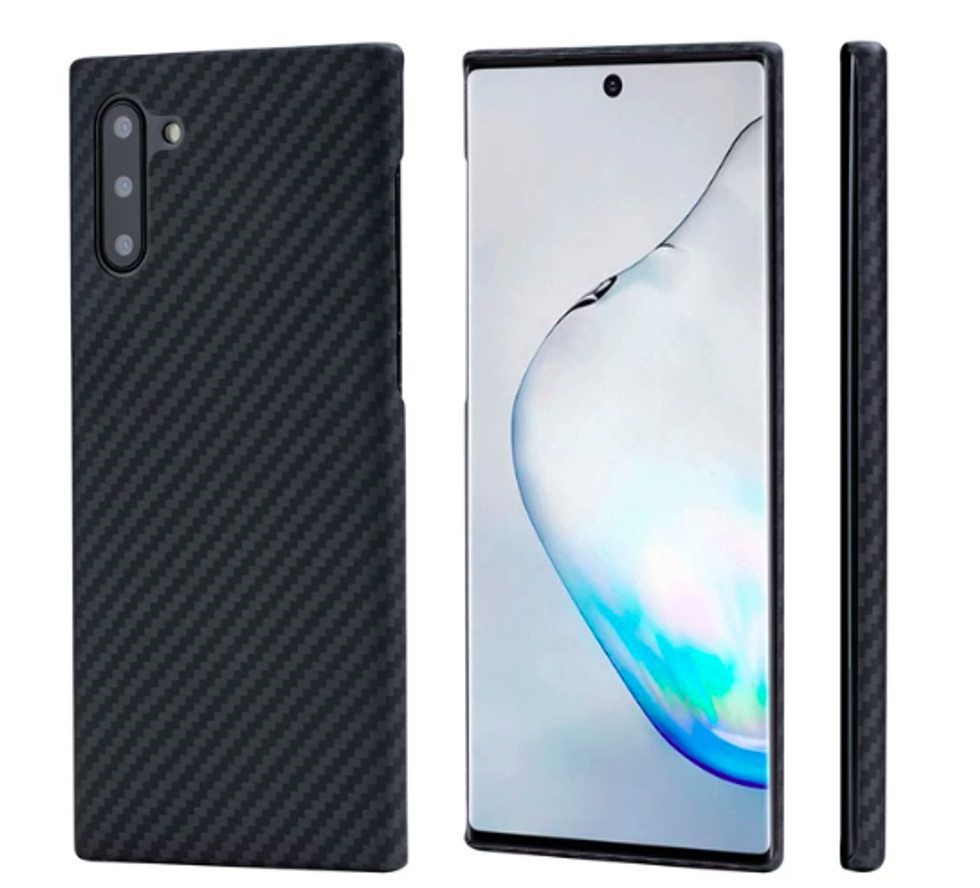 A black and gray striped cover over a smartphone