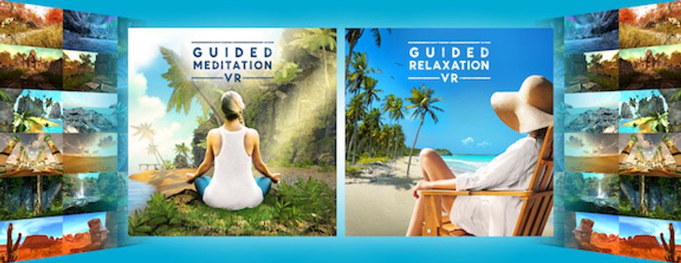 A woman seated in a white T-shirt and blue pants, hands on her knees, meditating