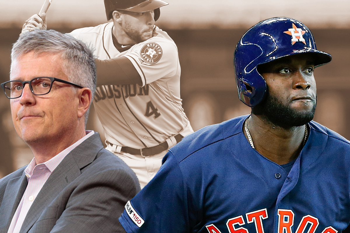 Astros Jeff Luhnow, George Springer, Yordan Alvarez