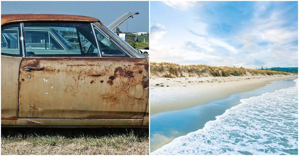 Bizarre optical illusion has people either seeing a car door or the beach.