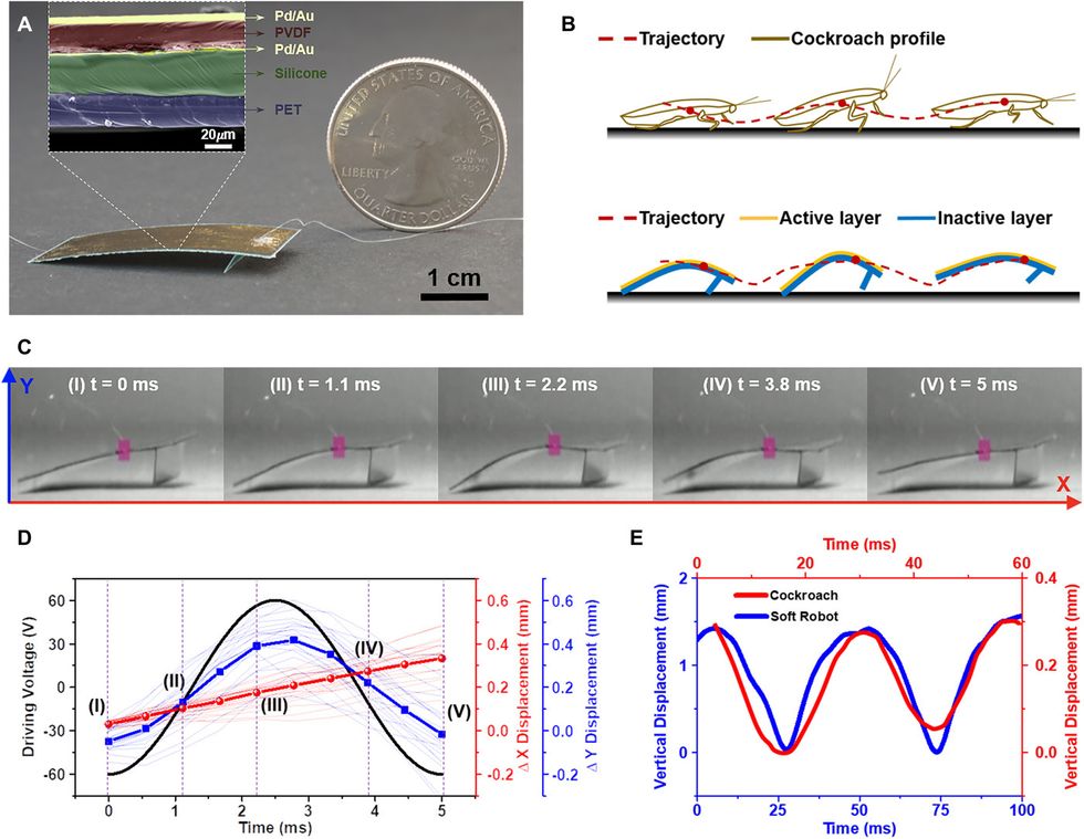 Charts and graphs of a robot's size, speed and design