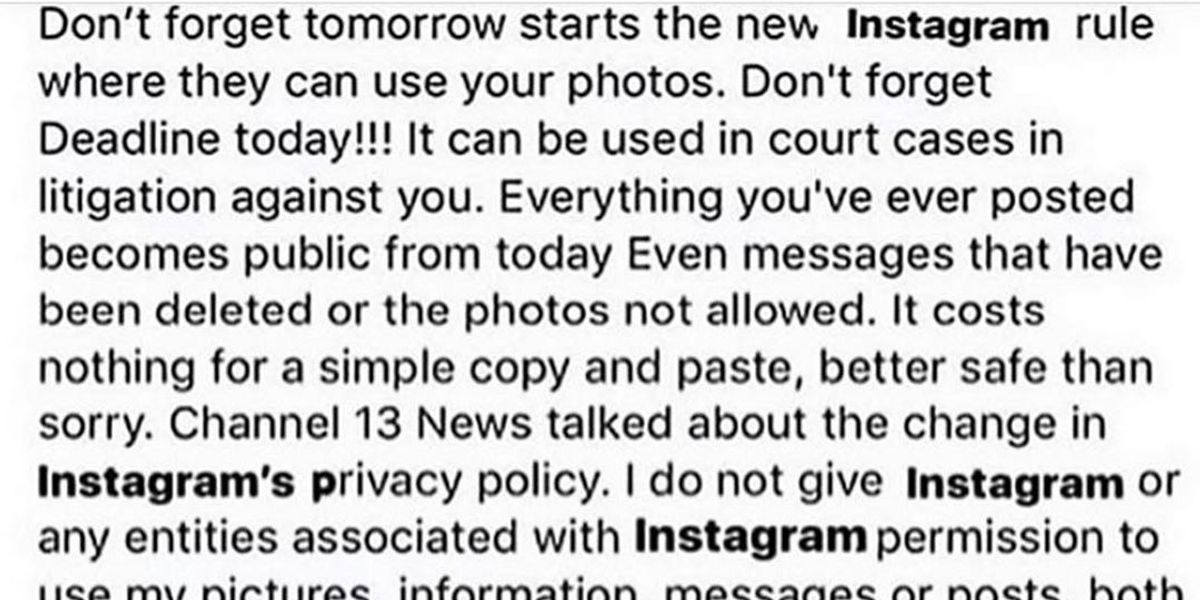 Stop Re-Posting That Instagram Privacy Hoax