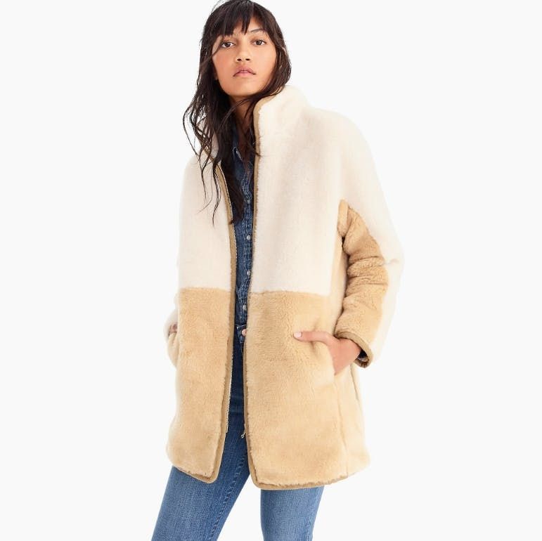 j crew textured teddy coat