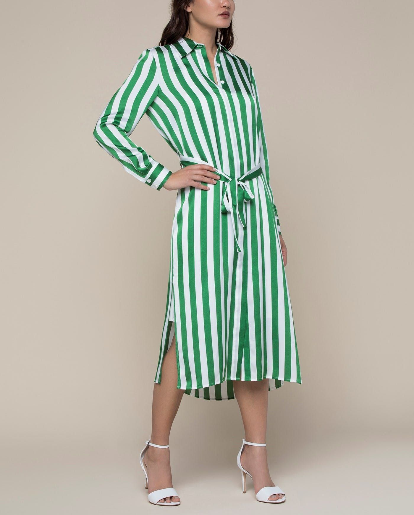 juicy couture awning stripe satin dress