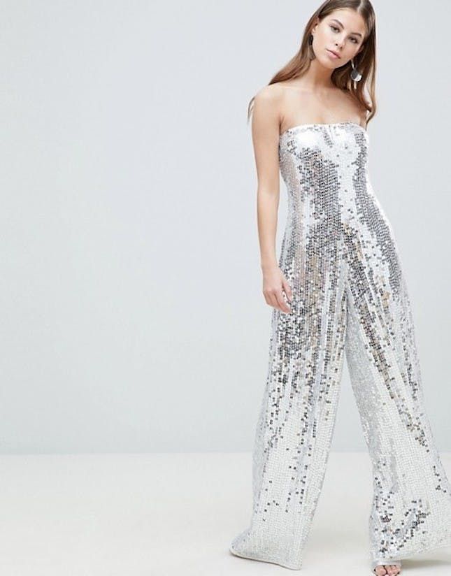 glitter bandeau jumpsuit