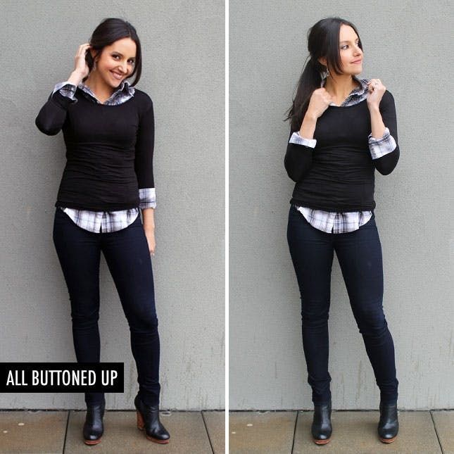 cute outfits with black long sleeve shirt
