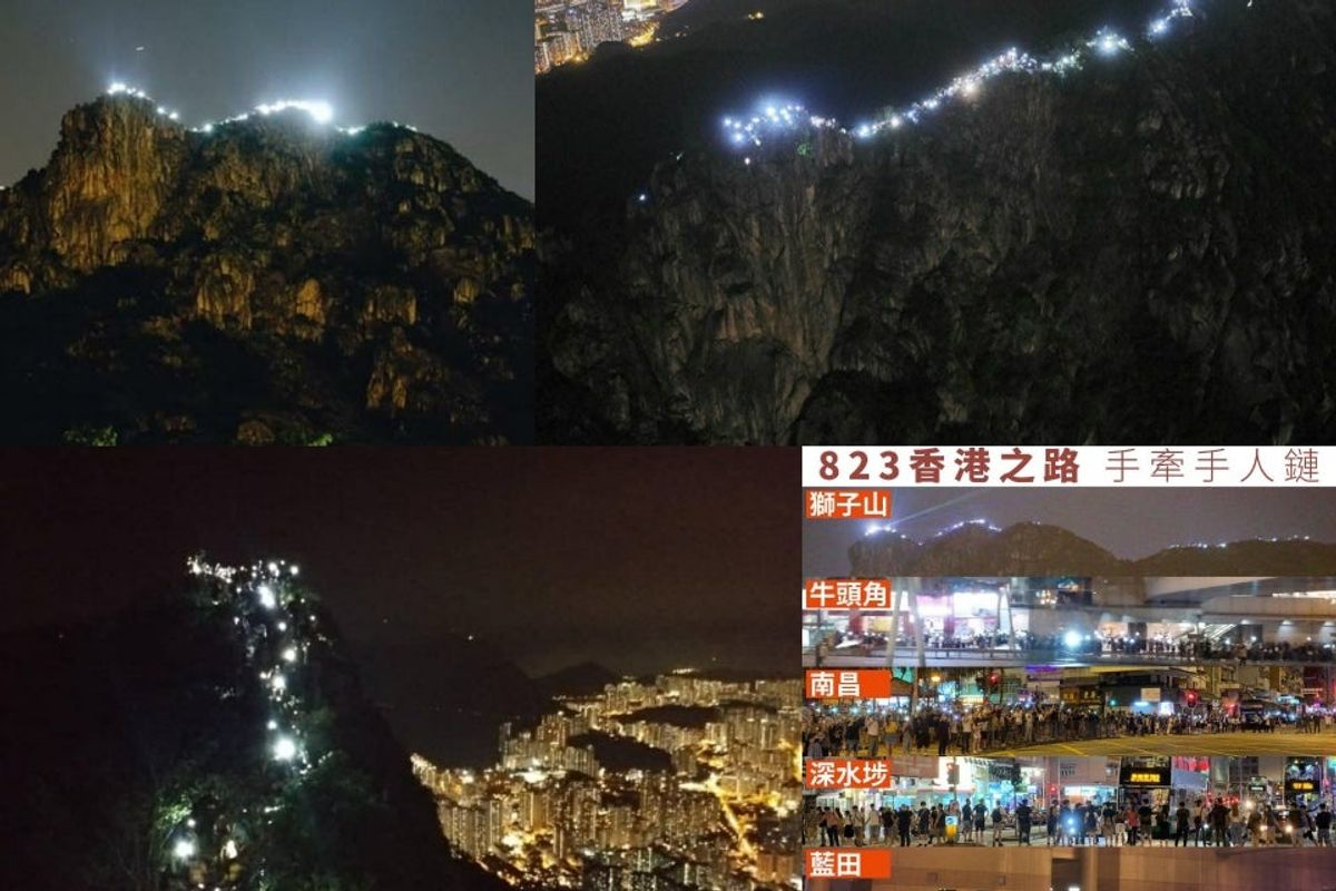 Over a hundred thousand Hong Kong citizens held hands forming a human chain of unity