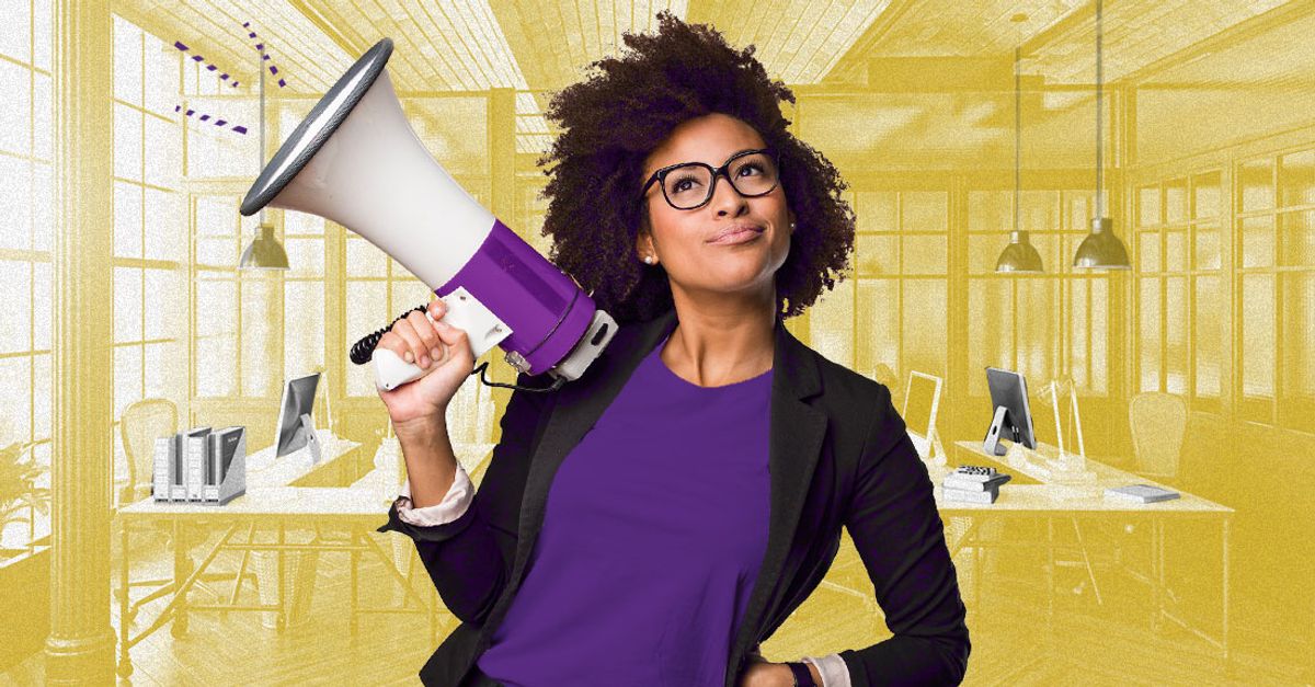 Woman with megaphone