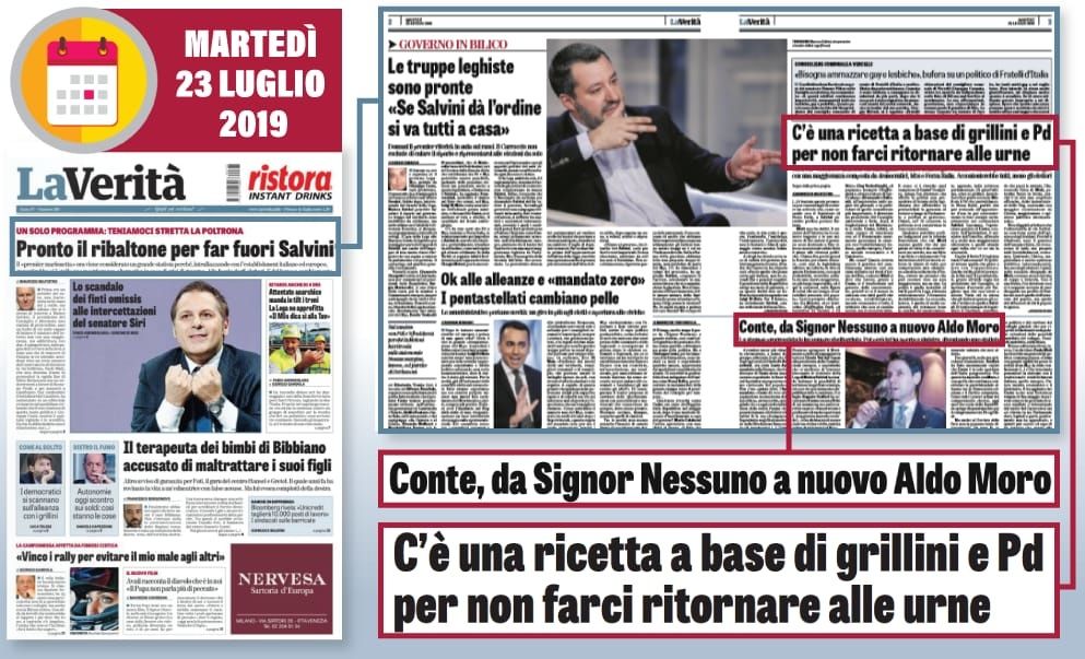 «Pronto il ribaltone contro Salvini». «La Verità» aveva previsto tutto