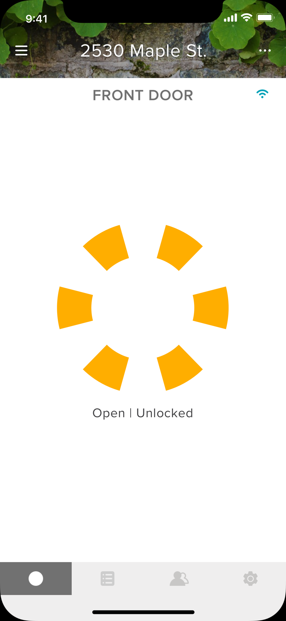 A screenshot with a yellow wheel, with the words "open"