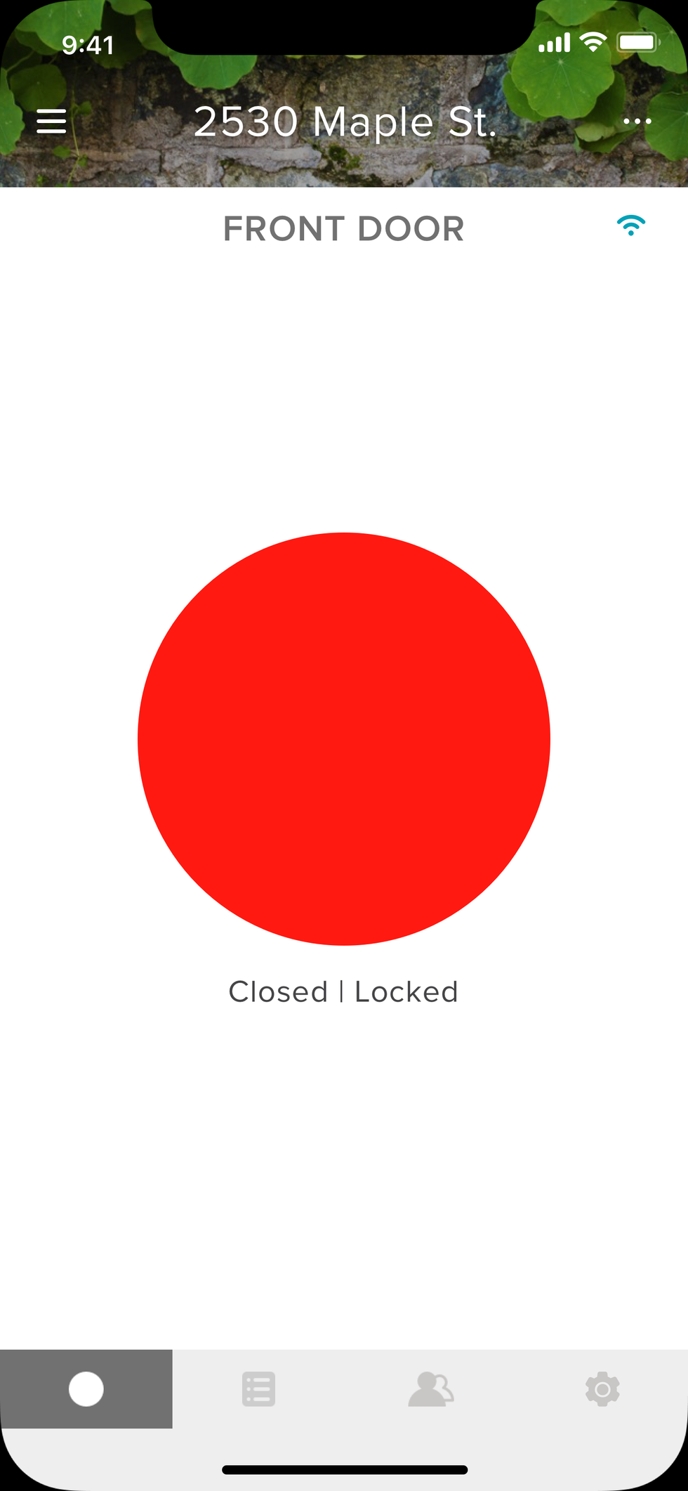 A screenshot with a red dot in the center, with the words "closed'locked" underneath