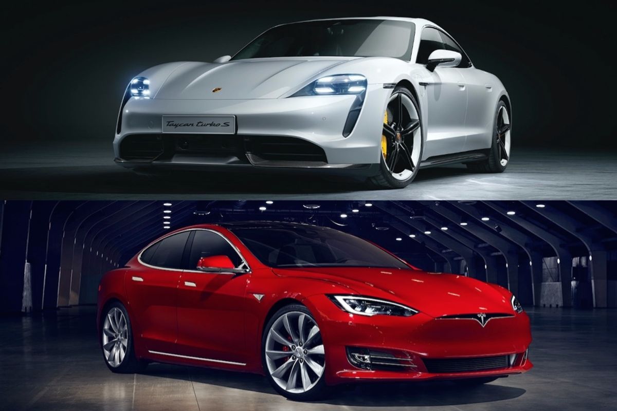 Porsche Taycan and Tesla Model S