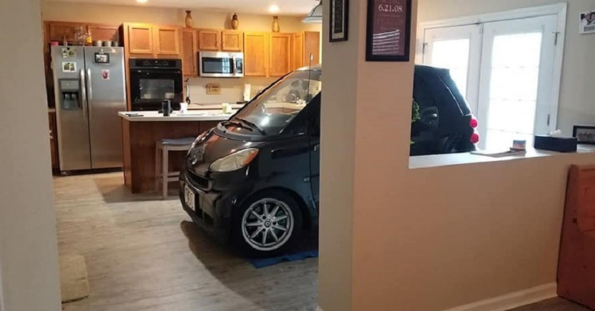 Florida Man Conveniently Parks Smart Car In His Kitchen To Keep It From Blowing Away During Hurricane