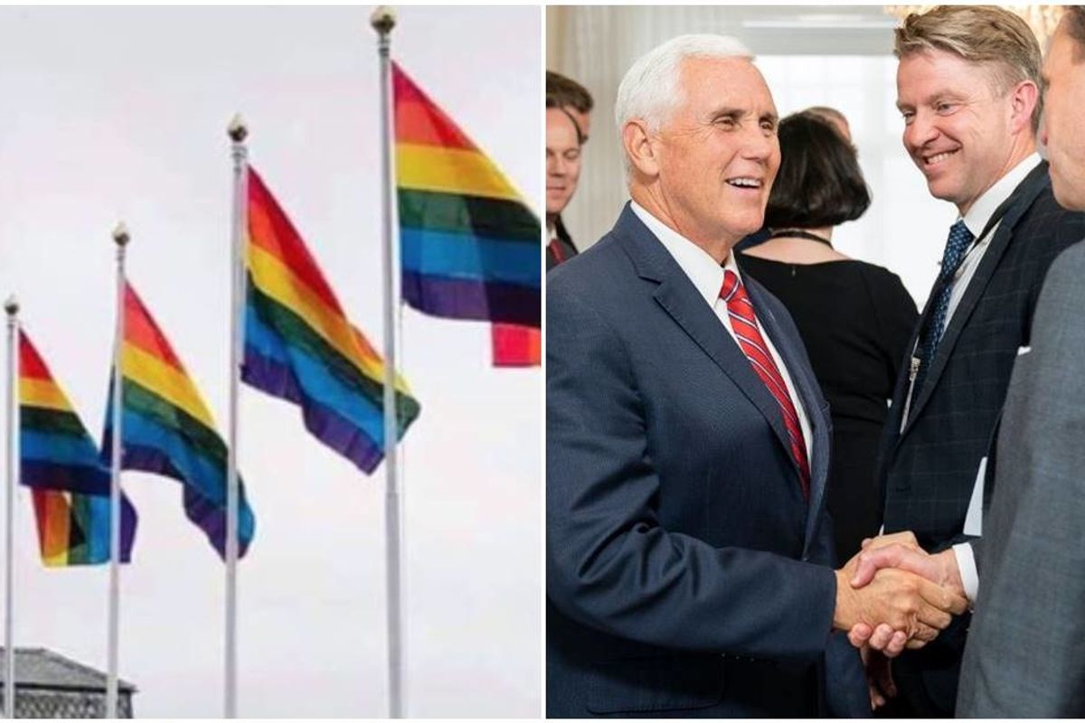 When Mike Pence arrived in Iceland he was greeted by a fabulous display of gay pride flags
