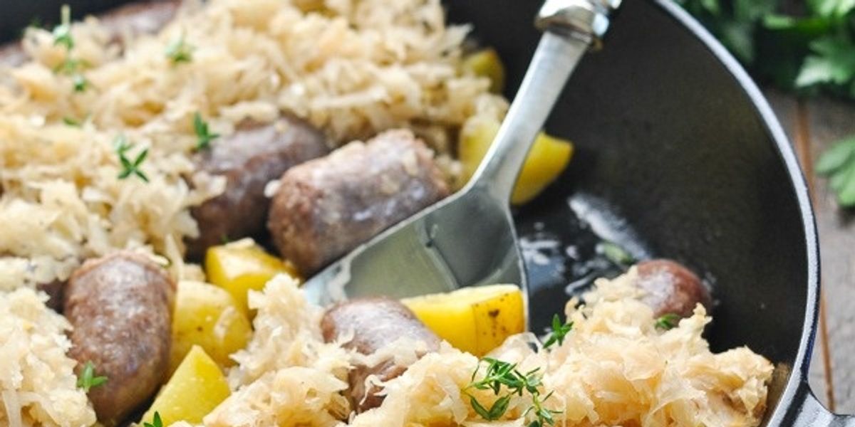 DumpandBake Bratwurst with Potatoes and Sauerkraut My Recipe Magic