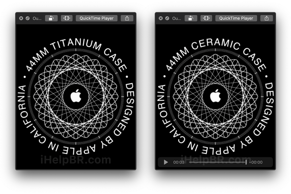 Screenshots of titanium and ceramic Apple Watch details