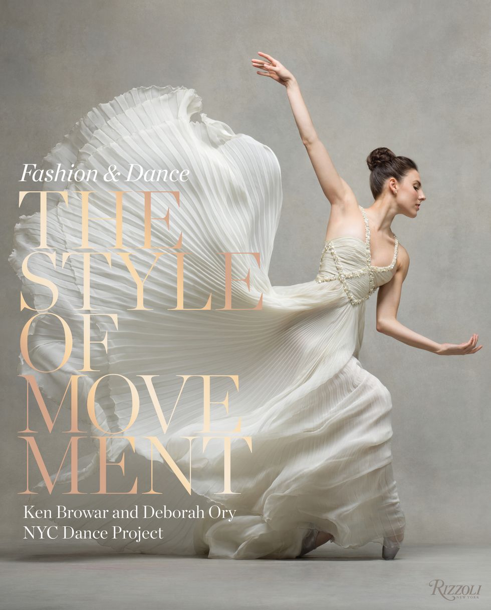 Dancer Tiler Peck balances on pointe in a diaphanous white gown on the cover of the book The Style of Movement.