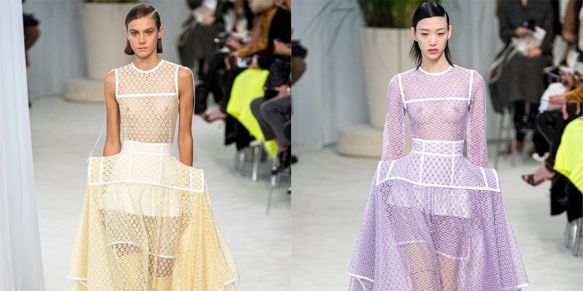 Loewe Showed Pannier Wide-Hipped Dresses at PFW
