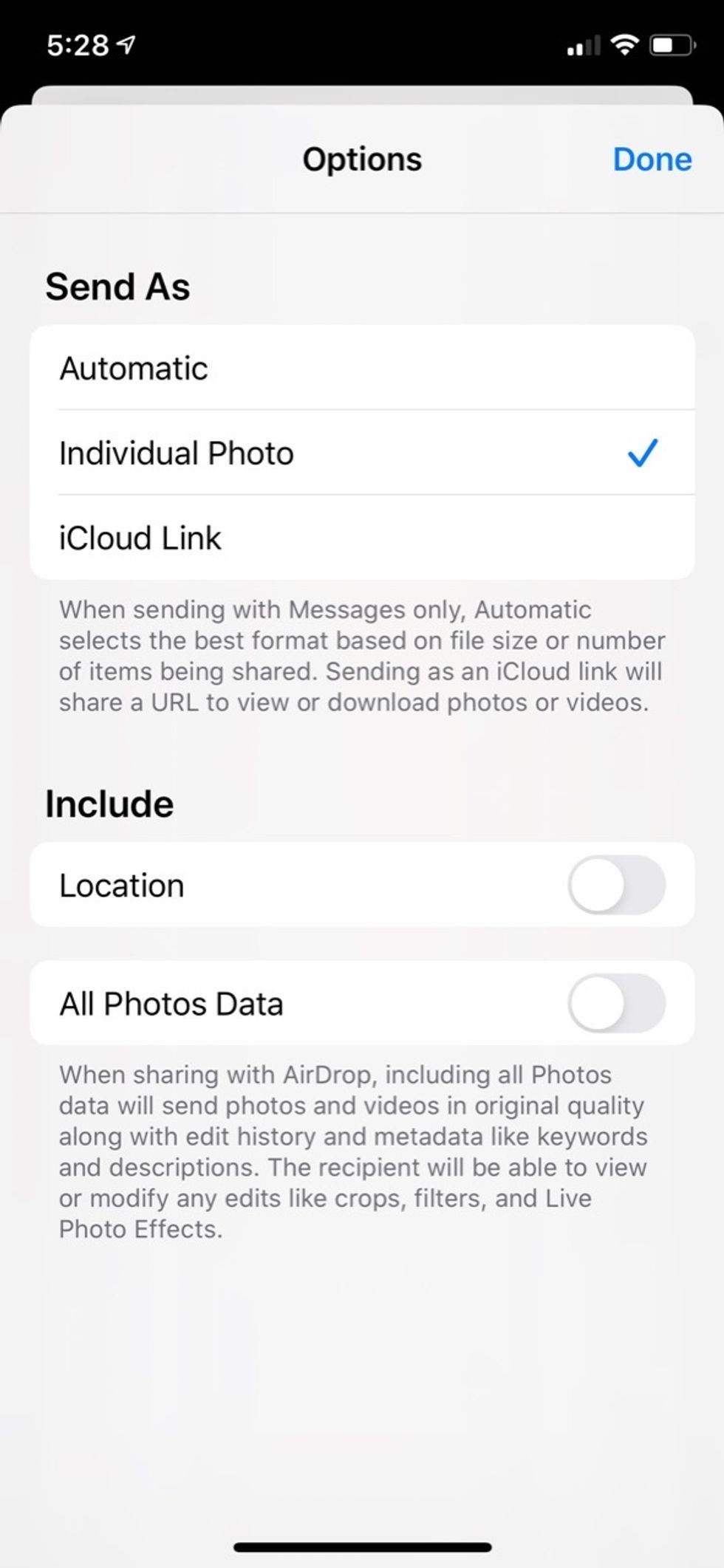 Location information in iOS 13 for Photos