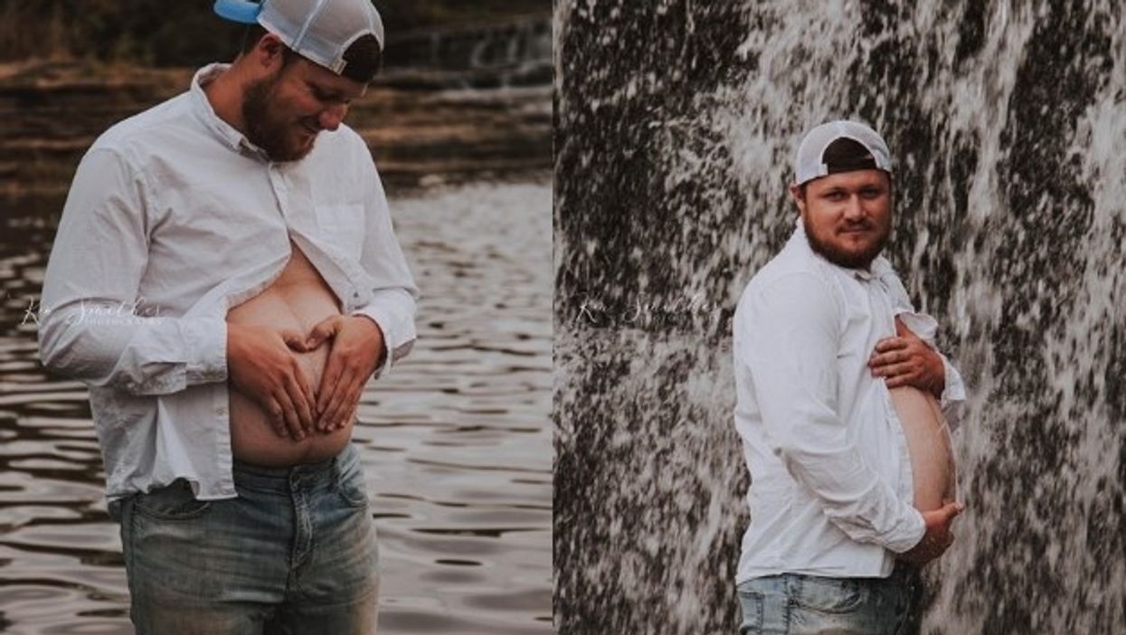 A Kentucky mom-to-be couldn't go to her maternity shoot so her husband went for her